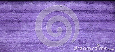 The texture of the brick wall of many rows of bricks painted in violet colo Stock Photo