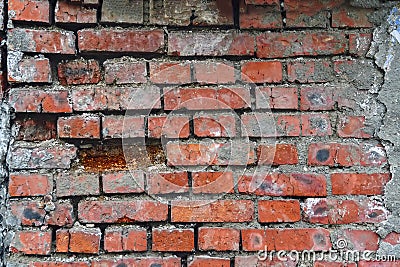 The texture of the brickwork Fragment of the wall of red brick Stock Photo