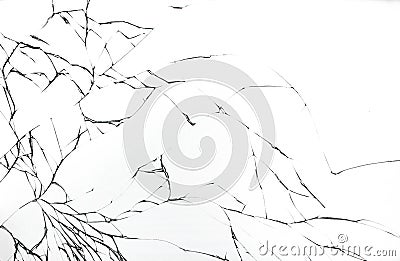 Texture of broken mobile phone screen opn white background. Stock Photo