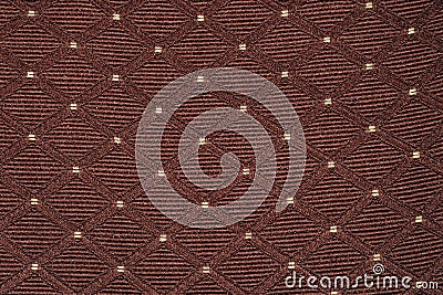 Texture of brown fabric with rombic pattern with white dot Stock Photo