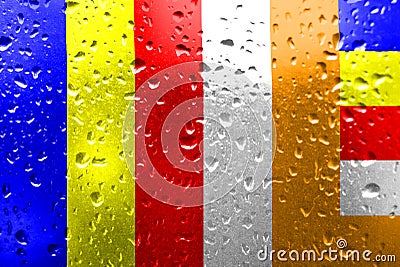 Texture of the Flag of Buddhism Stock Photo