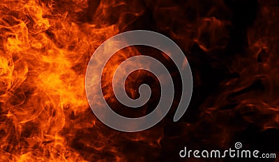 Texture of burn fire. Flames on isolated black background. Texture for banner,flyer,card Stock Photo