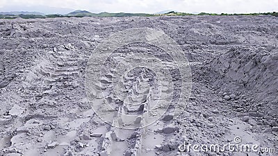 Textura de huellas de camiÃ³n en la arena. Texture of truck tracks in the sand. Stock Photo