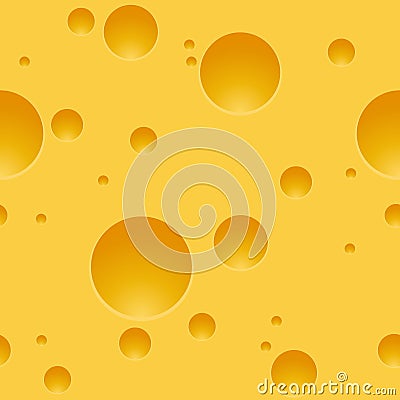 Texture of the Cheese with holes seamless pattern. Vector yellow background Vector Illustration