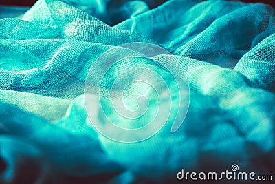 Texture of cian gauze cheesecloth material Stock Photo