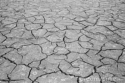 The texture of the cracking of the earth. The concept of using natural resources. Black and white image Stock Photo