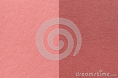 Texture of craft pink and maroon paper background, half two colors, macro. Structure of vintage dense rose cardboard Stock Photo