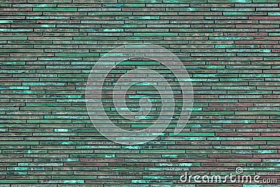 Texture of decorative green brick wall. House facade. Stock Photo