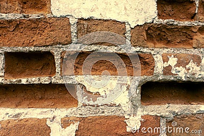 Texture of dilapidated red brickwork for background Stock Photo