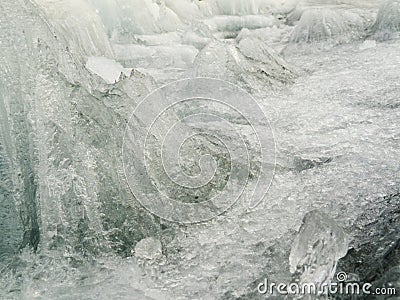 Texture of disintegrating candelized melting ice Stock Photo