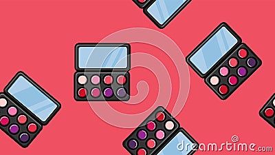 Texture endless seamless pattern of beautiful fashionable glamorous rectangular powder boxes with shadows for makeup and beauty Vector Illustration