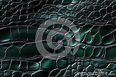 texture of green crocodile leather with seamless pattern. Genuine animal skin background Stock Photo