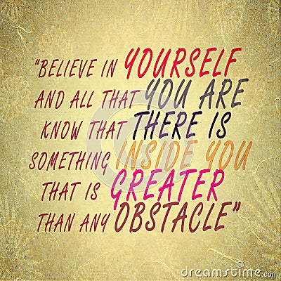 Believe in Yourself - Succeed overcome obstacles - self confidence Stock Photo