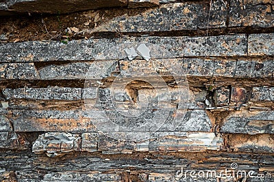 The texture of hewn stone, the edge of the destroyed rock Stock Photo