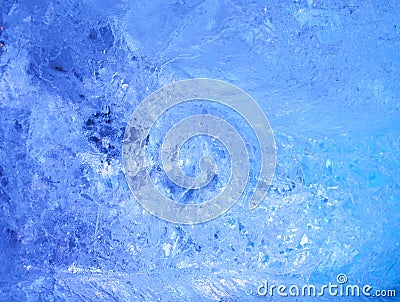 Texture of ice with blue back light. Stock Photo