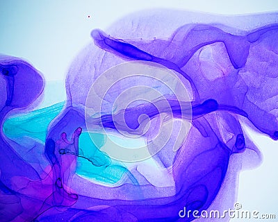 The texture of the ink of alcohol. Liquid blue ink abstract background. art for design. Hand painted ink texture. Abstract backgro Stock Photo