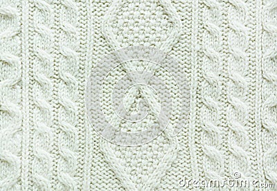 Texture of knitted handmade. Christmas white sweater close up. Wallpaper, abstract background. Stock Photo