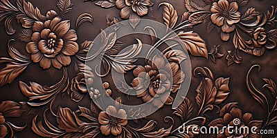 texture of leather with embossed floral patterns Stock Photo