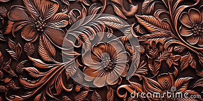 texture of leather with embossed floral patterns Stock Photo