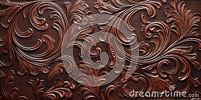 texture of leather with embossed floral patterns Stock Photo