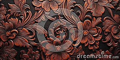 texture of leather with embossed floral patterns Stock Photo