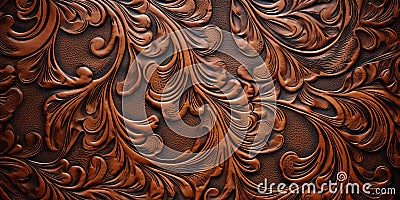 texture of leather with embossed floral patterns Stock Photo