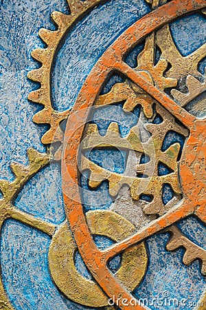 The texture of the mechanism of gears Stock Photo