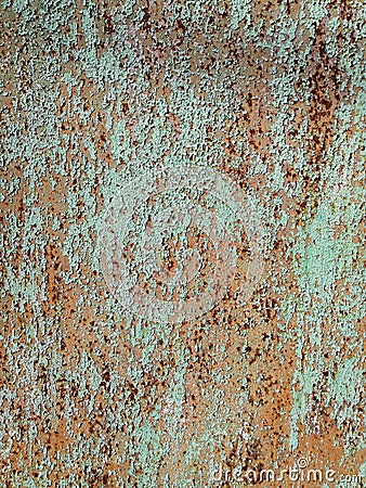Texture of metal rusty wall brown blue background. Paint rusty textured metal background. Cracked paint, rust surface. Stock Photo