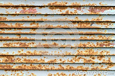 Texture of metal stripes painted with gray paint with traces of rust Stock Photo