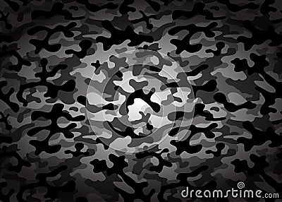 Texture military camouflage repeats seamless army black white hunting Vector Illustration