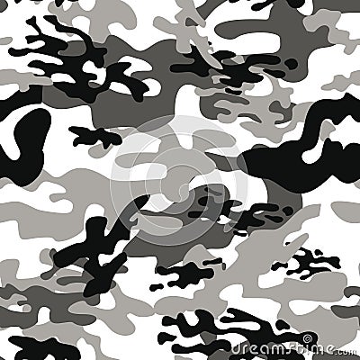Texture military camouflage repeats seamless army black white hunting Vector Illustration