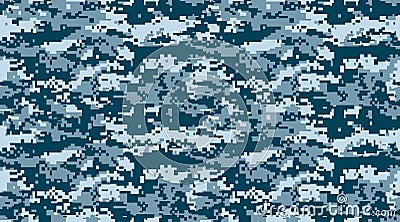 Texture military camouflage vector repeats seamless army blue hunting Vector Illustration