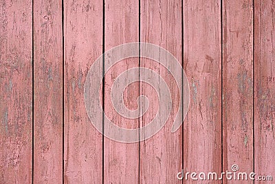 Texture Of Narrow pastel red Boards. Old Weathered Shabby pink Wooden Background. Stock Photo