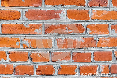 Texture of the old red brick wall with cracks. Background of old brickwork Stock Photo
