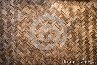 Texture of Old wall bamboo knit weave pattern nature background. Traditional handcraft weave structure, Stock Photo