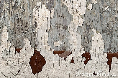 Texture of old wooden wall with cracking white paint Stock Photo