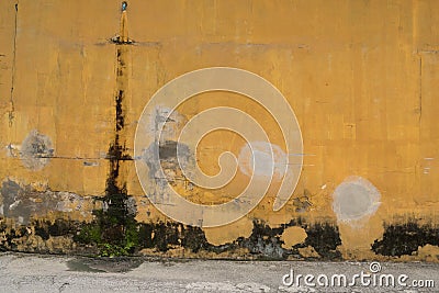 Texture of old yellow vintage wall of industrial factory Stock Photo