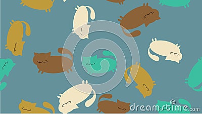 The texture pattern with lots o good kind cats with mustaches, short paws, ears and a tail. Vector illustration Vector Illustration