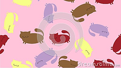 The texture pattern with lots o good kind cats with mustaches, short paws, ears and a tail. Vector illustration Vector Illustration