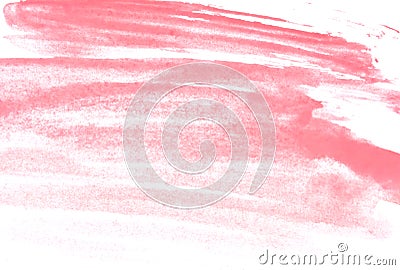 Texture of pink watercolor paint on white paper. Horizontal watercolour background. Stock Photo