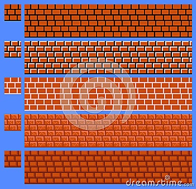 Texture for platformers pixel art vector - brick wall Vector Illustration