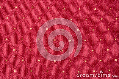 Texture of red fabric with rombic pattern with white dot Stock Photo