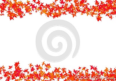 Texture red leaves of a maple woven into a curb frame autumn carina congratulation with a white Stock Photo