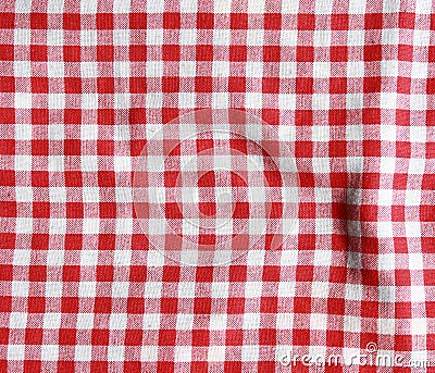 Texture of a red and white checkered picnic blanket. Stock Photo