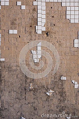 The texture of the remains of collapsed ceramic mosaic. Stock Photo