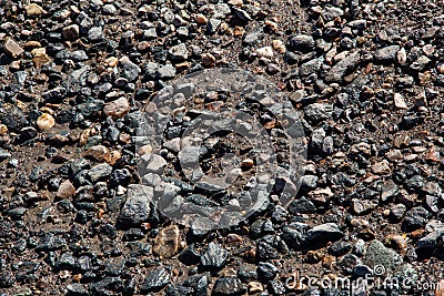 The texture of the roadbed made of sand and gravel mixture Stock Photo