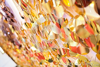 Texture scales of round sequins with color transition. Stock Photo