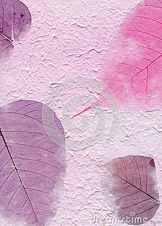 Texture Series - Purple Paper with Leaves Stock Photo