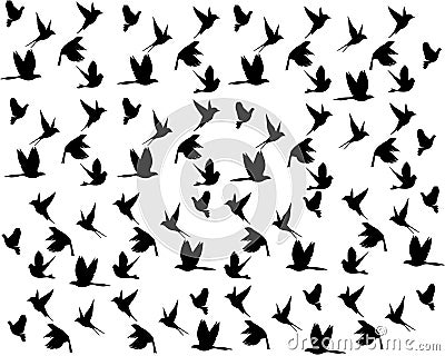 Texture with a set of birdies Vector Illustration