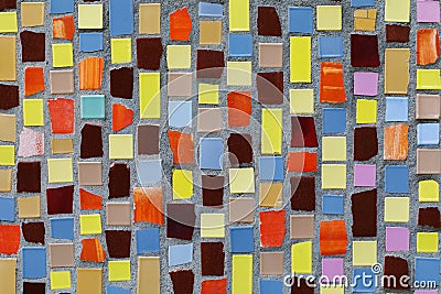 Texture of small ceramic tiles of various shapes and colors Stock Photo